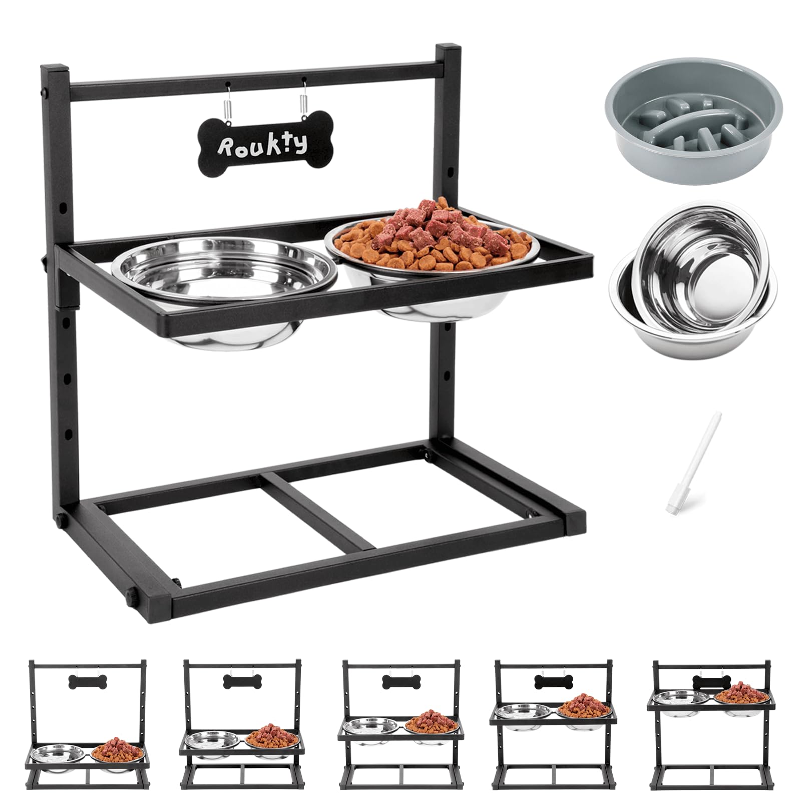 ADENGL elevated dog bowls setup with slow feeder for comfortable meals