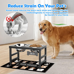 ADENGL elevated dog bowls front view shows sturdy stand and tidy setup