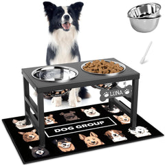ADENGL elevated dog bowls side view demonstrates comfortable height for meals