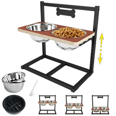 ADENGL elevated dog bowl stand with 9-height adjustment for growing dogs.