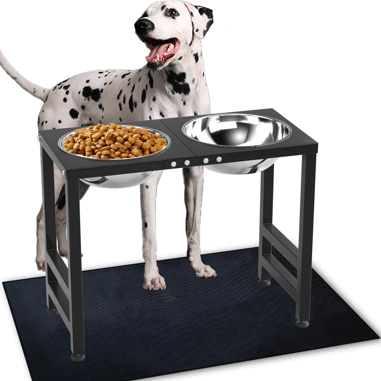 ADENGL metal elevated dog bowls stand offers 17-inch height for comfortable feeding posture.