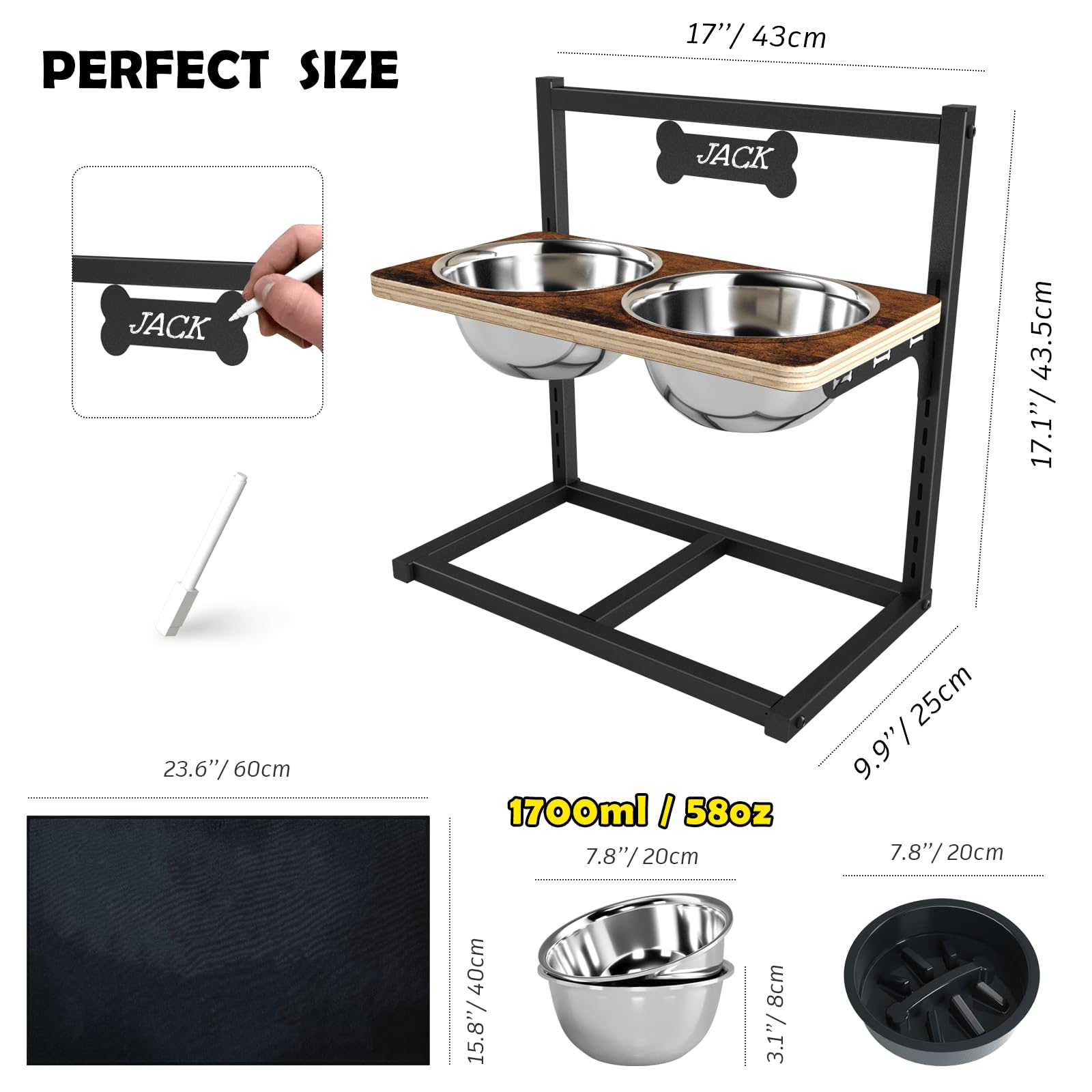 ADENGL raised bowl stand with nonslip pad keeps bowls stable during meals.