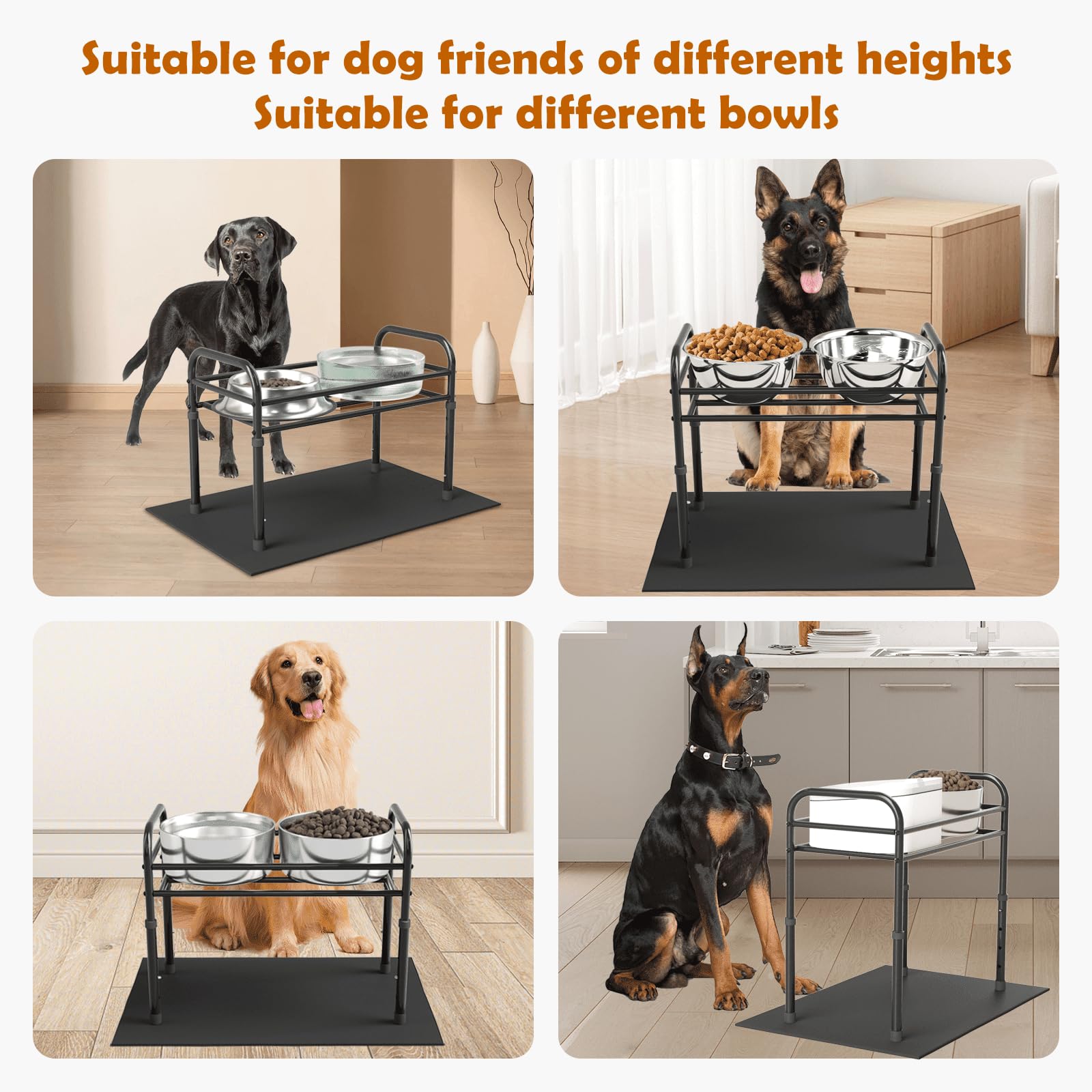 ADENGL raised dog bowl stand includes installation tool for quick setup.