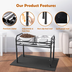 ADENGL raised dog bowl stand with non-slip base prevents spills during meals.