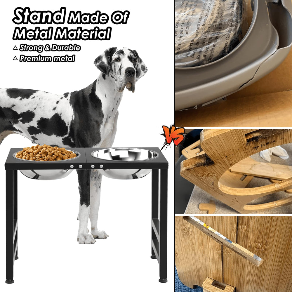 ADENGL raised stand with non-slip feet prevents tipping during eating.