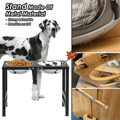 ADENGL raised stand with non-slip feet prevents tipping during eating.