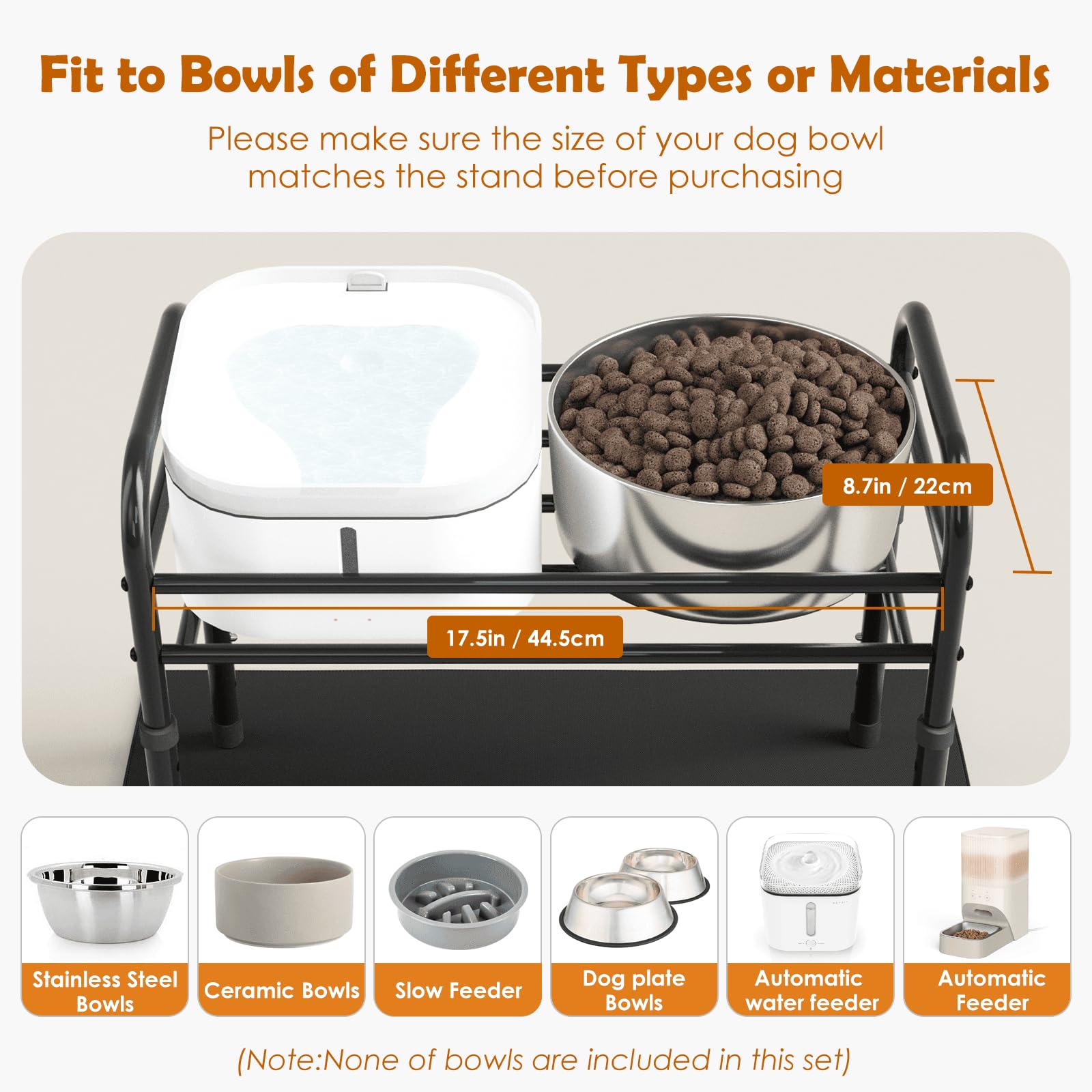 ADENGL raised dog bowl stand with mat keeps floors clean and tidy.