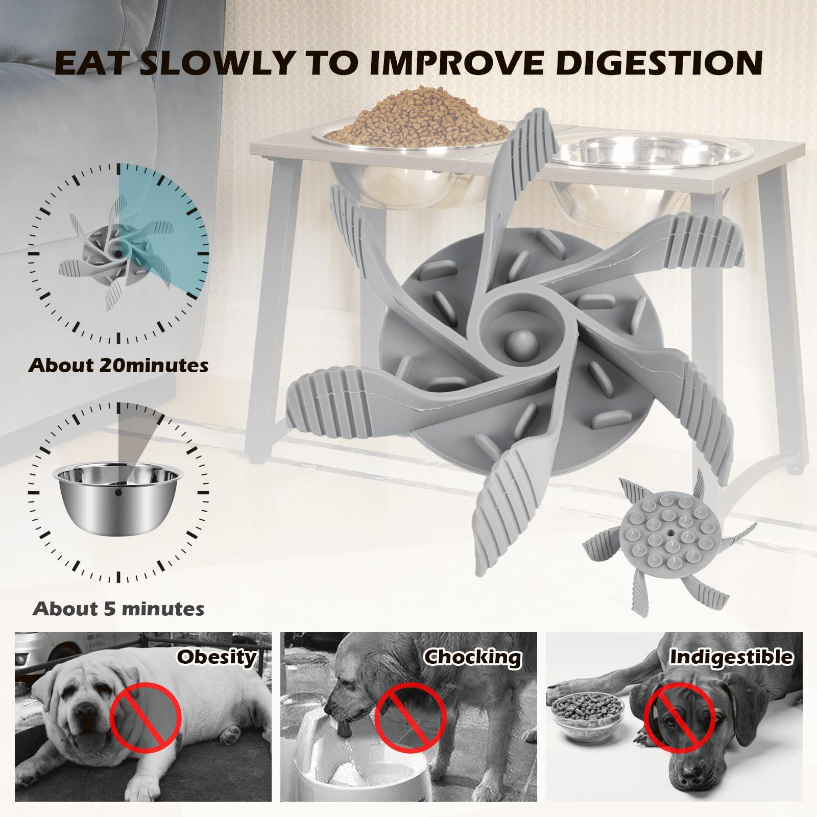 ADENGL raised feeder stand provides ergonomic feeding height.