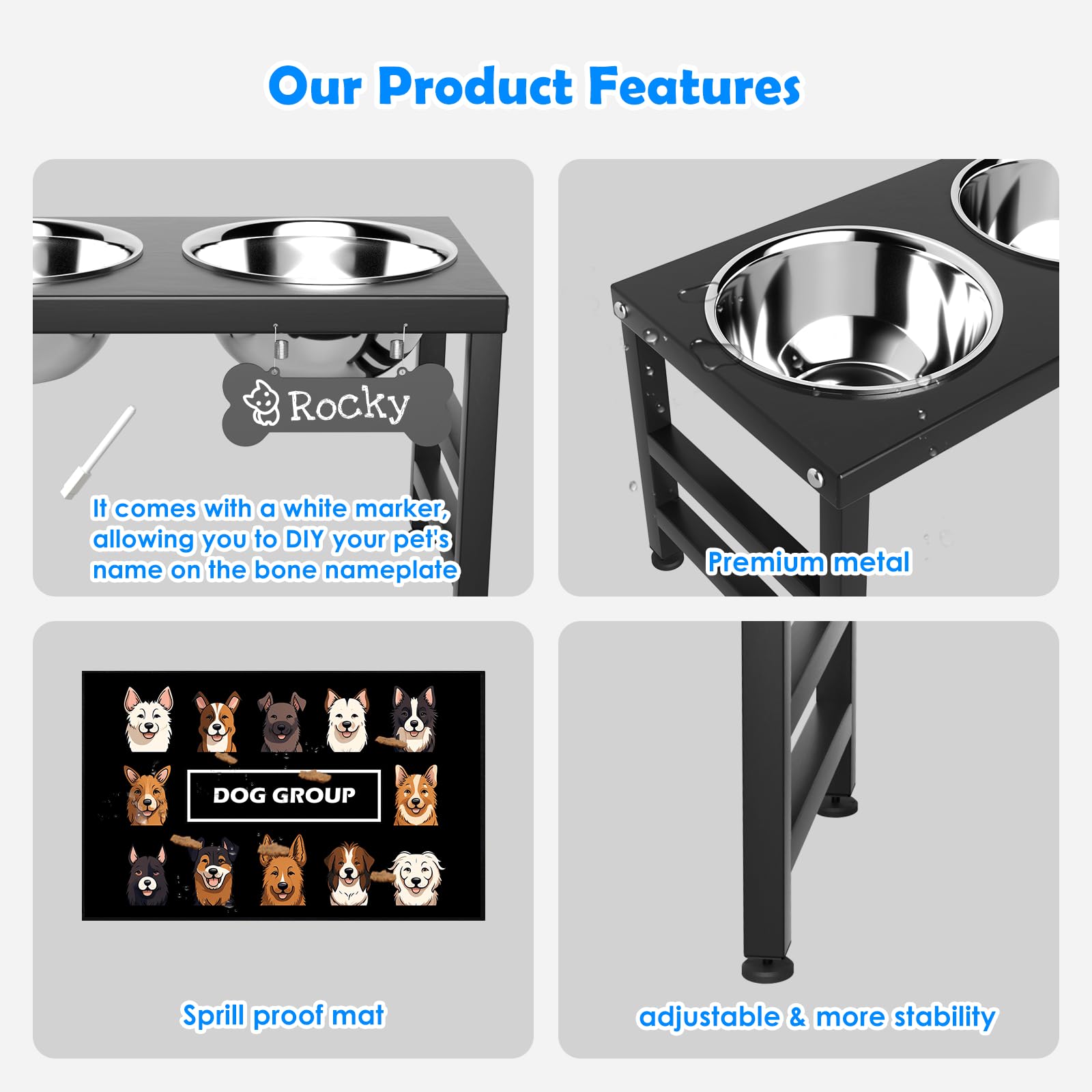 ADENGL spill-proof mat under bowls keeps floors dry during meals