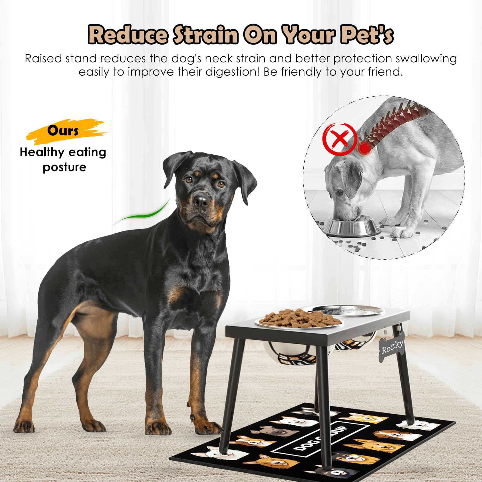 ADENGL splash-proof mat under bowls keeps floors clean and dry.