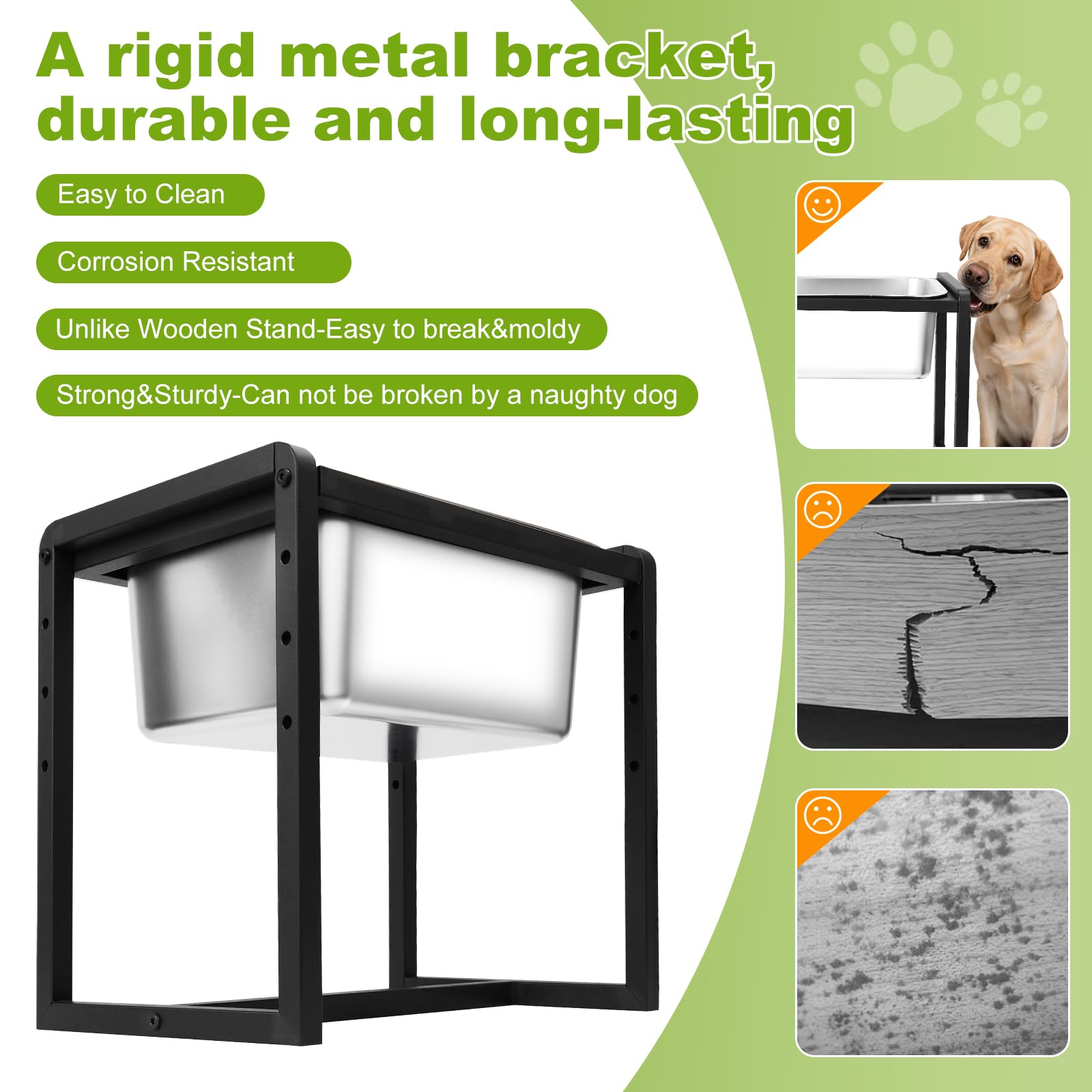 Adjustable Height Elevated Dog Water Bowl 14-inch height offers maximum elevation for seniors.