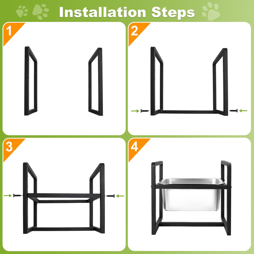 Adjustable Height Elevated Dog Water Bowl non-slip base prevents tipping on slippery floors.