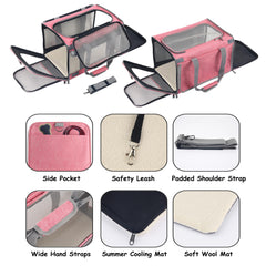 Adkyop carrier with roller blinds offering privacy during travel.