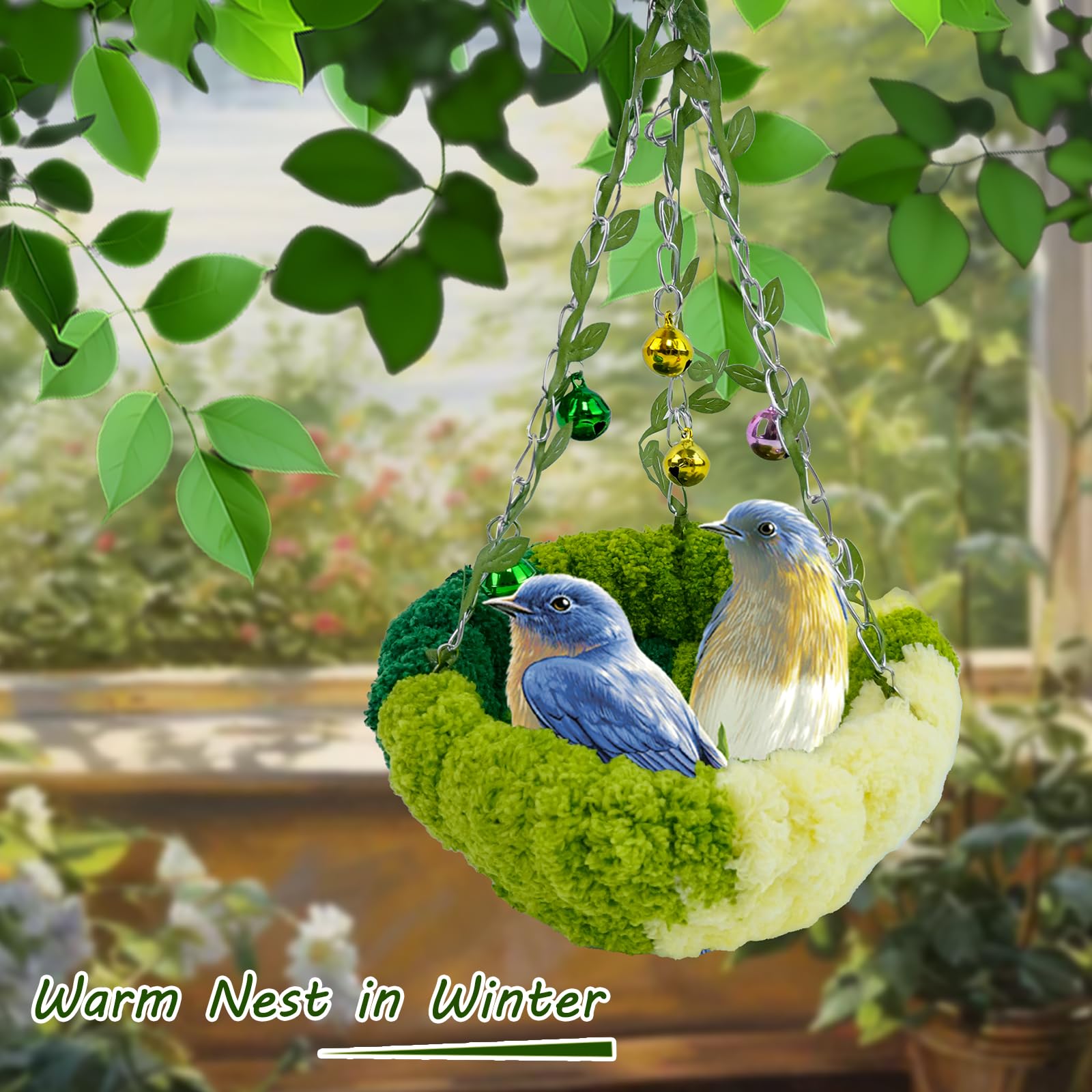 Admaison nest opening illustrates size options for parakeets, canaries, finches, and small pets.