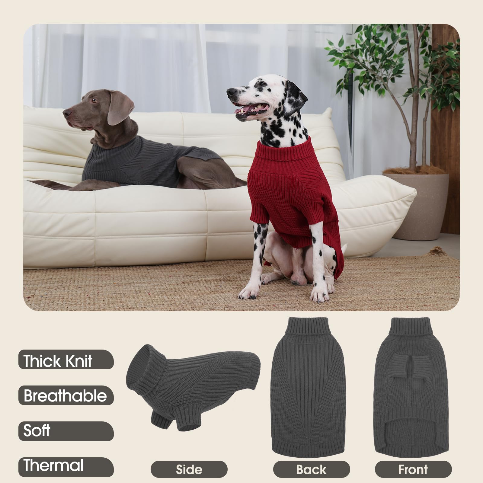ADNIKIA dog medium sweater color variation showing two color options