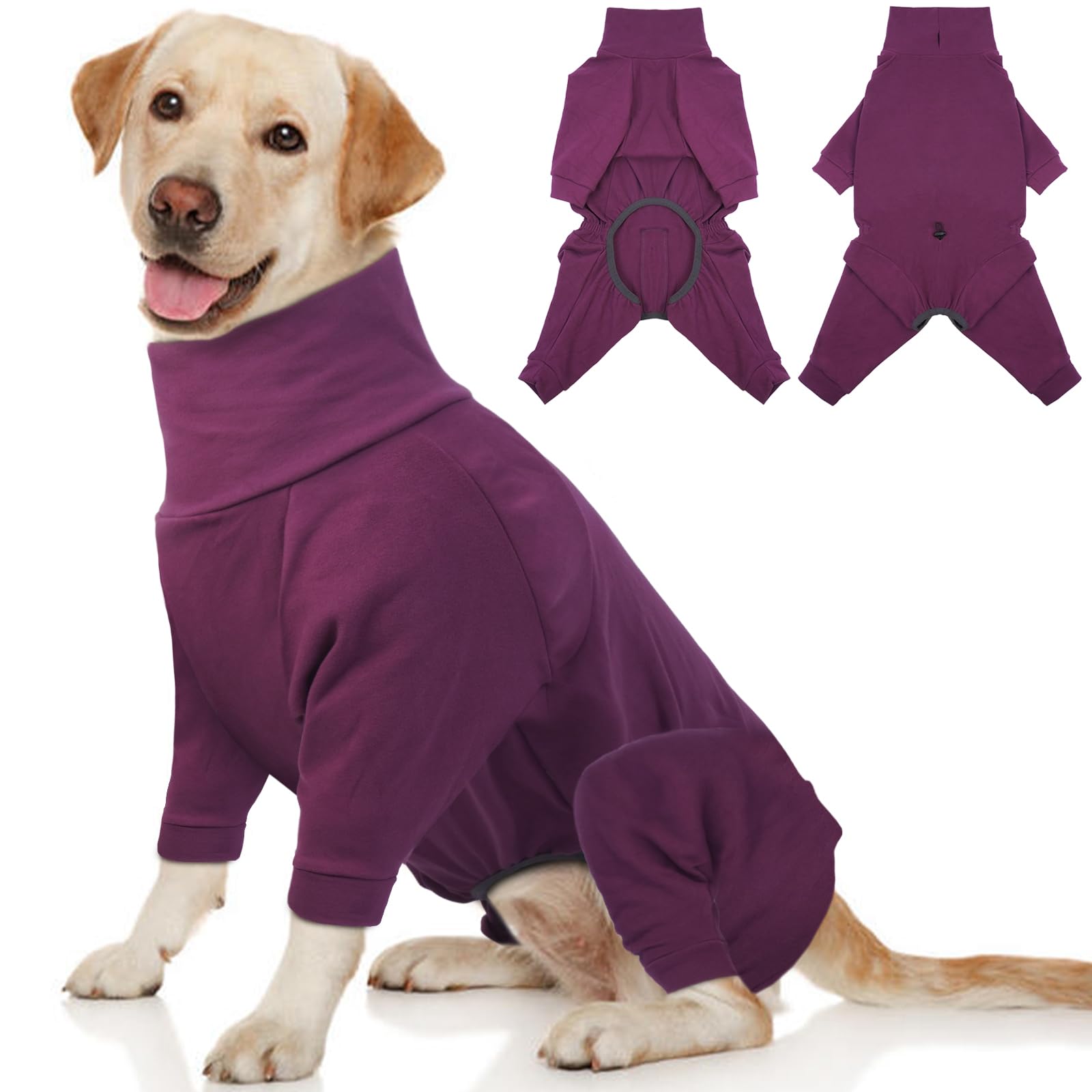 ADNIKIA dog winter coat front view with high collar and full-body coverage.