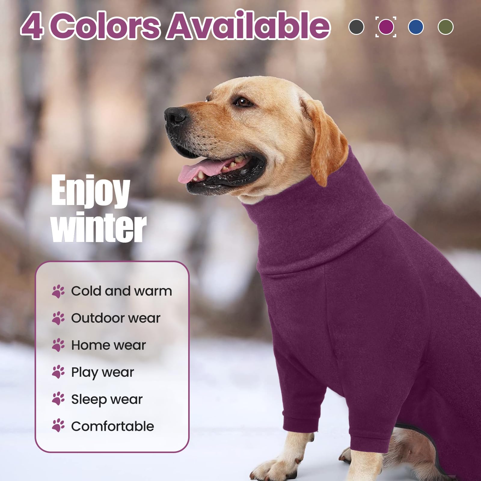 ADNIKIA model wearing warm pull-on jumpsuit for dogs.