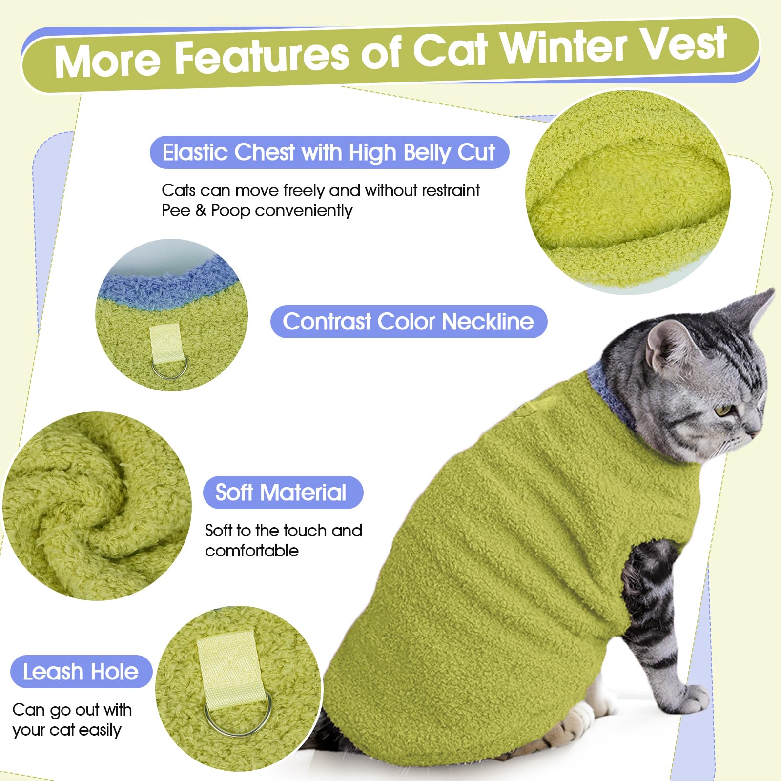ADNIKIA warm fleece coat for cats enables easy dressing and outdoor warmth