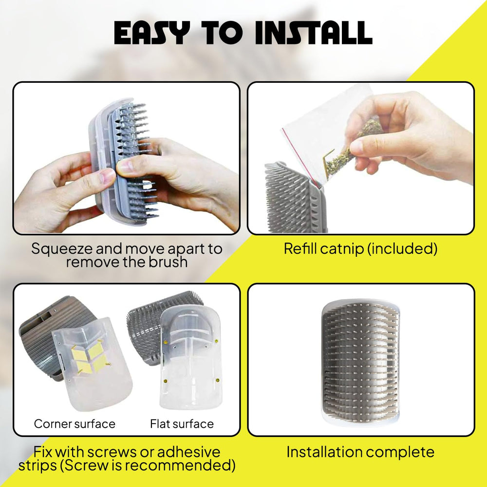 AdoPet wall-mount components with stickers and screws for simple installation.
