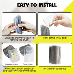 AdoPet wall-mount components with stickers and screws for simple installation.
