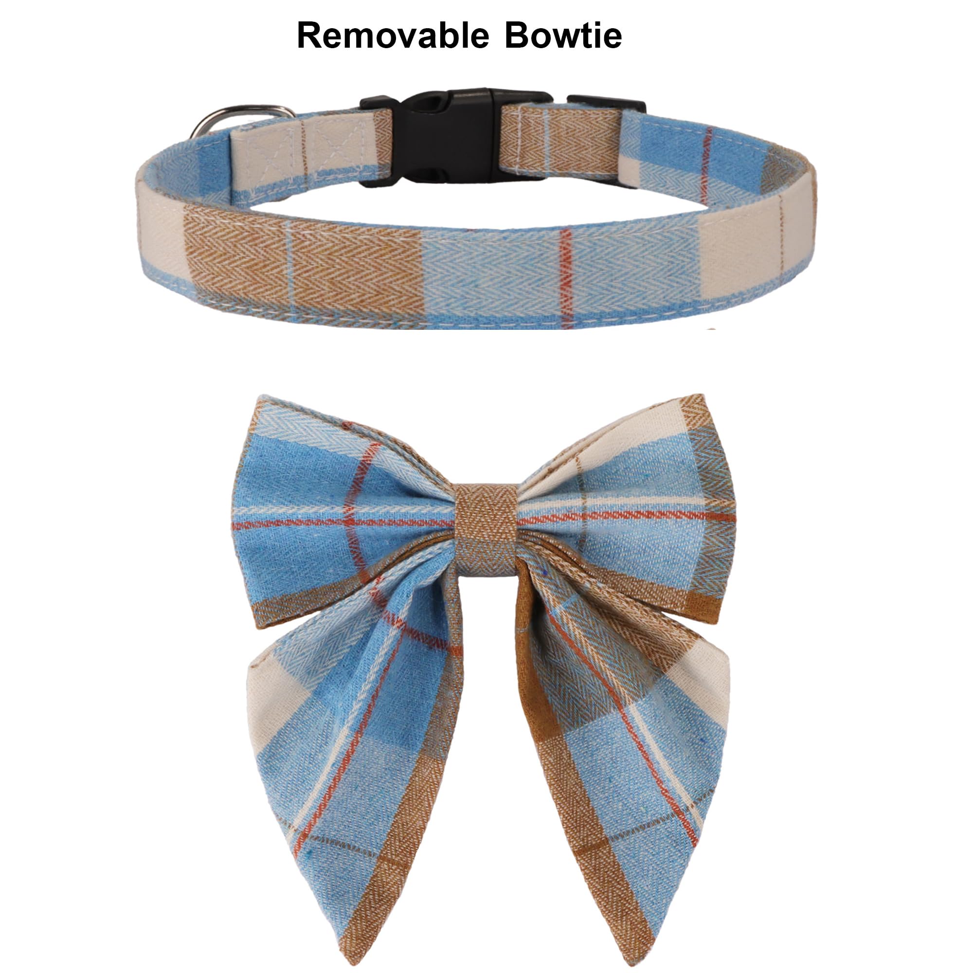 ADOGGYGO collar a cuadros azul cafe con anillo en D regalo ideal para amantes de perros.