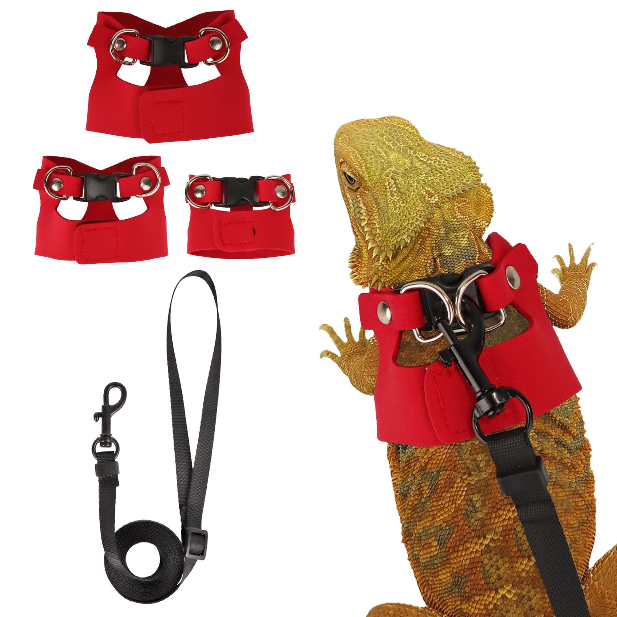ADOGGYGO bearded dragon harness vest red keeps beardie comfy and stylish outdoors.