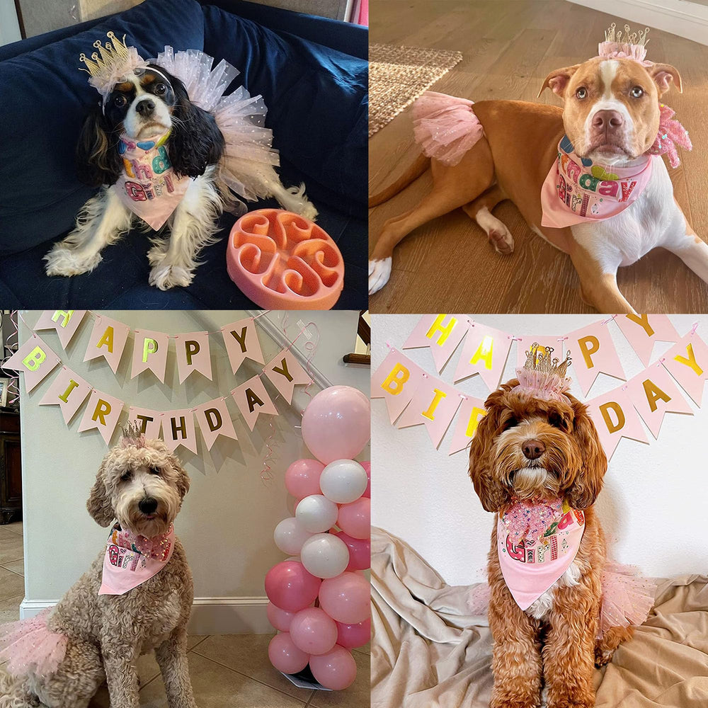 ADOGGYGO birthday girl bandana with bling for eye-catching celebrations.
