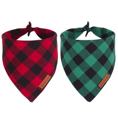 ADOGGYGO Christmas bandana in red plaid on a dog for a festive photo moment.