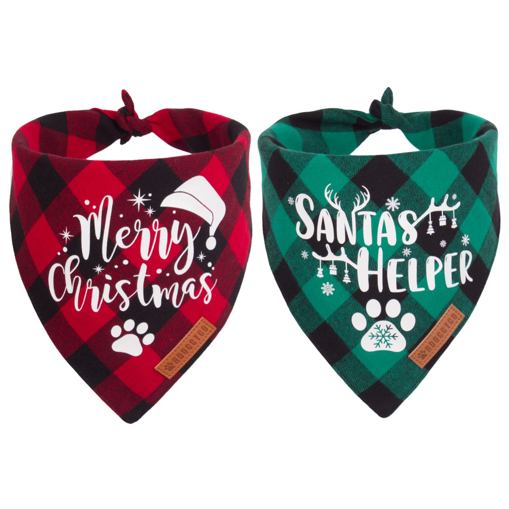 ADOGGYGO red plaid Christmas bandana on a dog adds festive holiday photos look