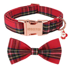 ADOGGYGO Christmas dog collar with bow for festive photos.