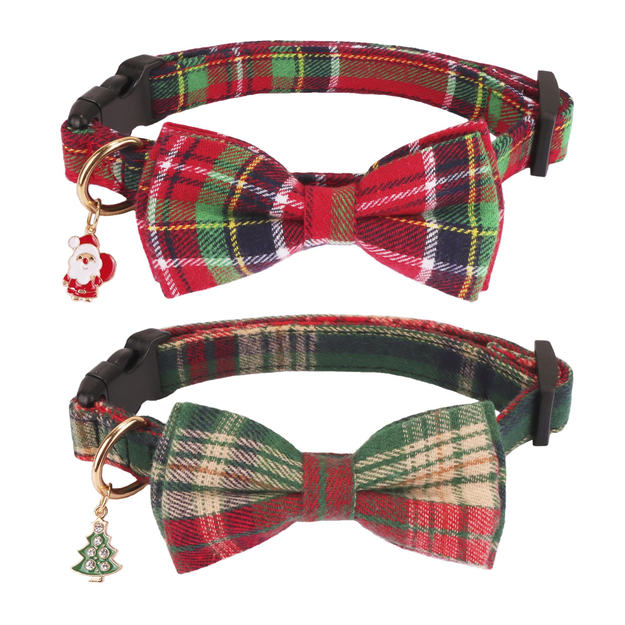 ADOGGYGO Christmas collar red plaid close-up for festive photos