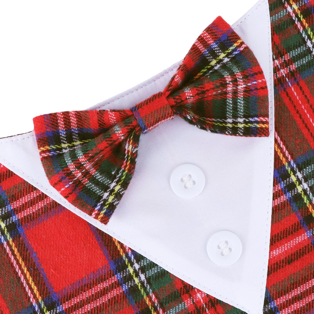 ADOGGYGO Christmas dog tuxedo bandana adjustable strap, ensures comfortable fit for XL breeds.