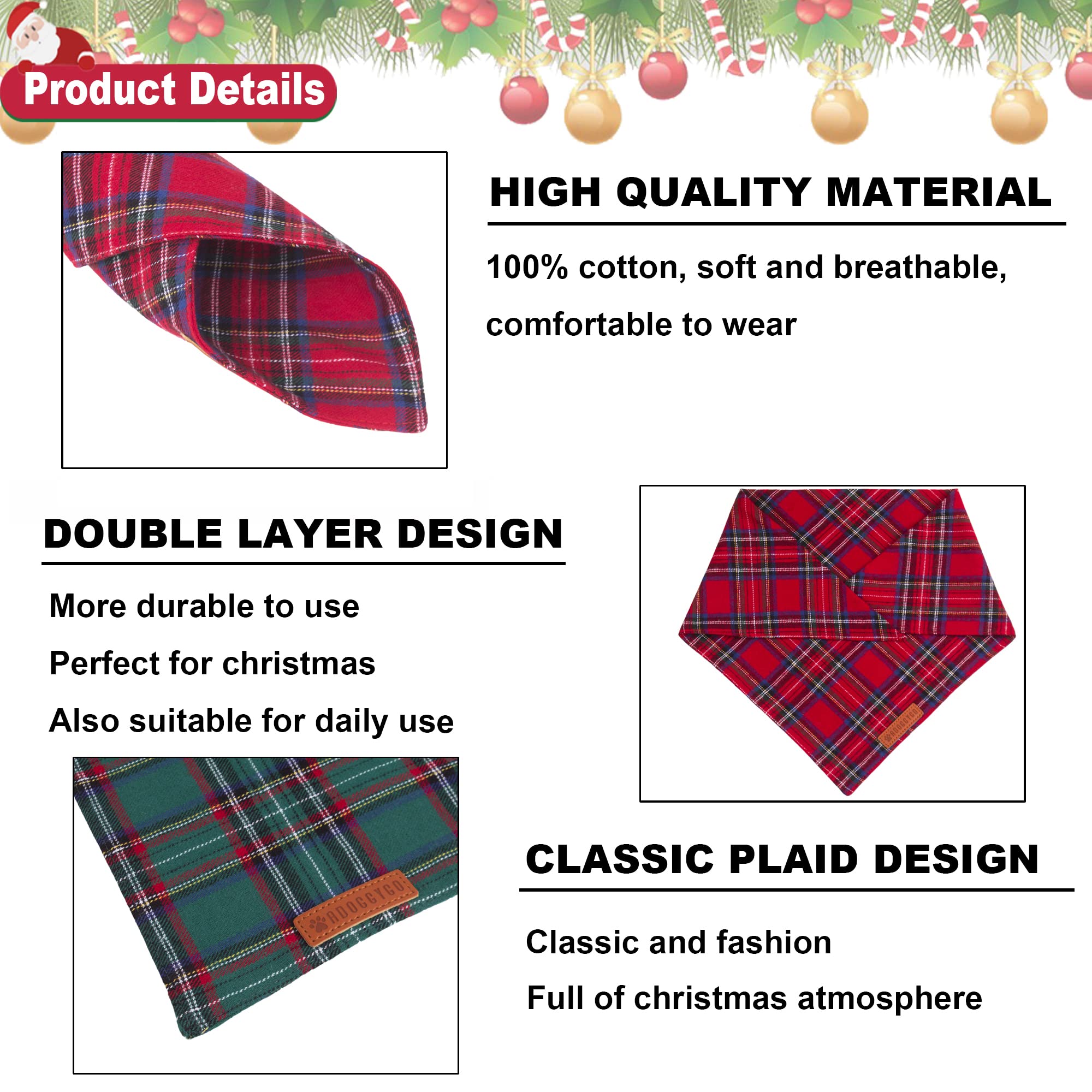 ADOGGYGO Christmas pet bandana pack two ready for holiday