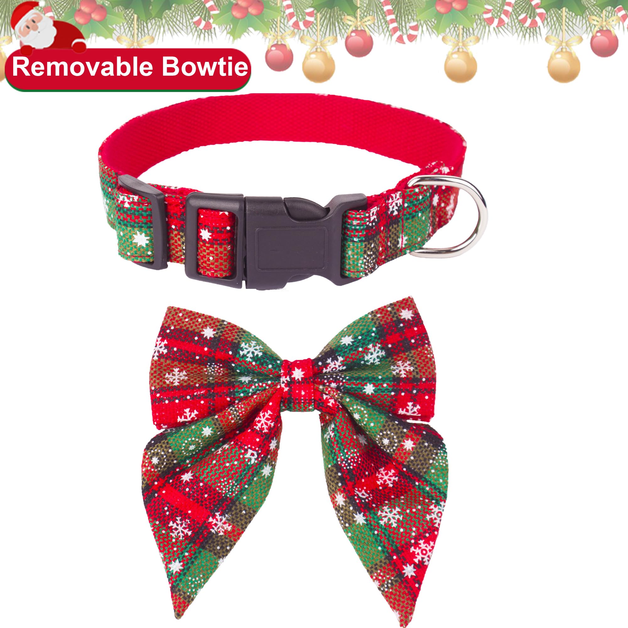 ADOGGYGO collar navidad con anilla de acero inoxidable para etiquetas.