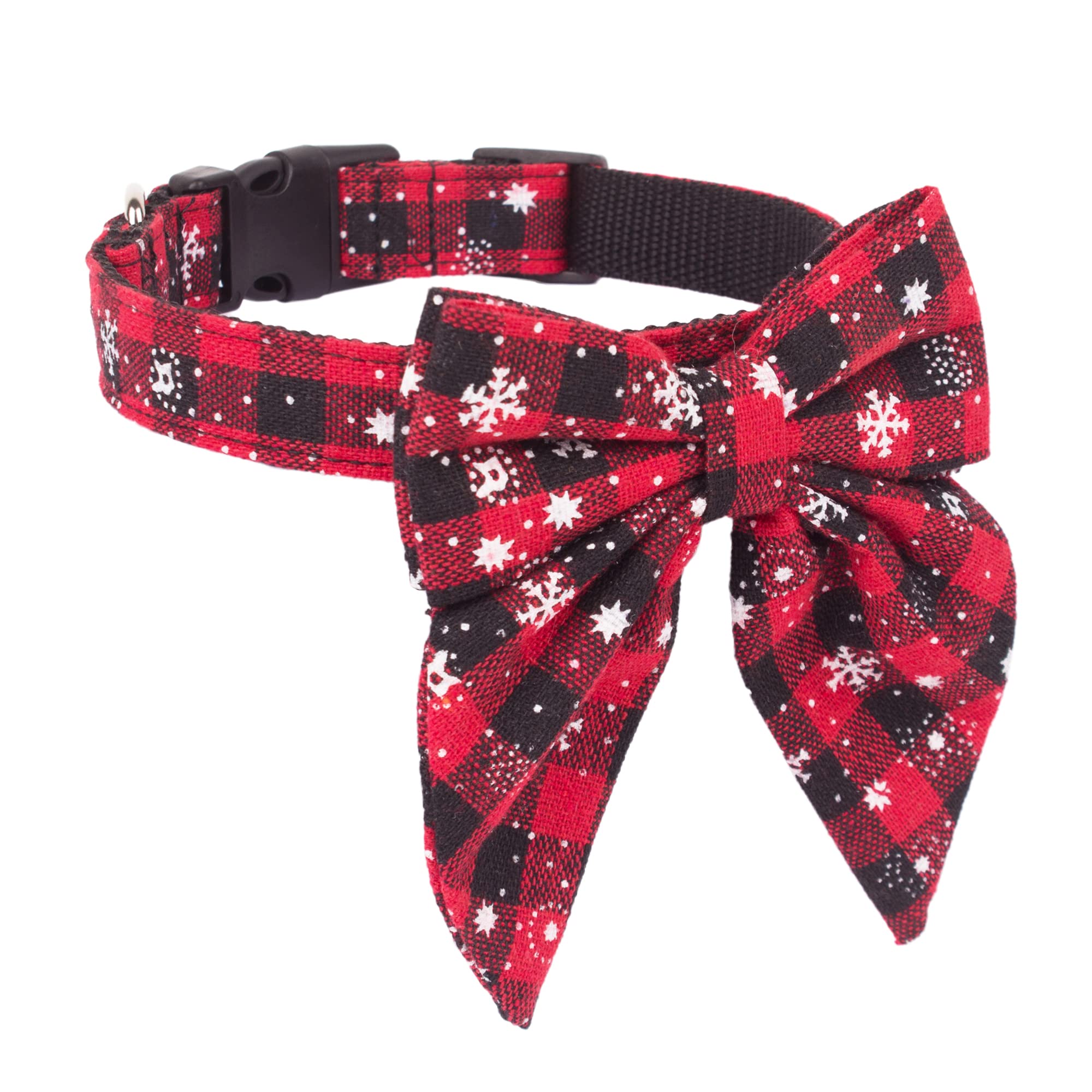 Collar navidad Adoggygo con lazo negro, ajuste cómodo para paseos.