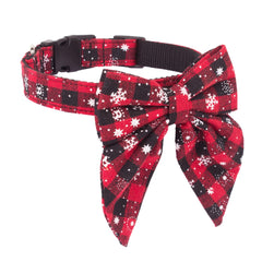 Collar navidad Adoggygo con lazo negro, ajuste cómodo para paseos.