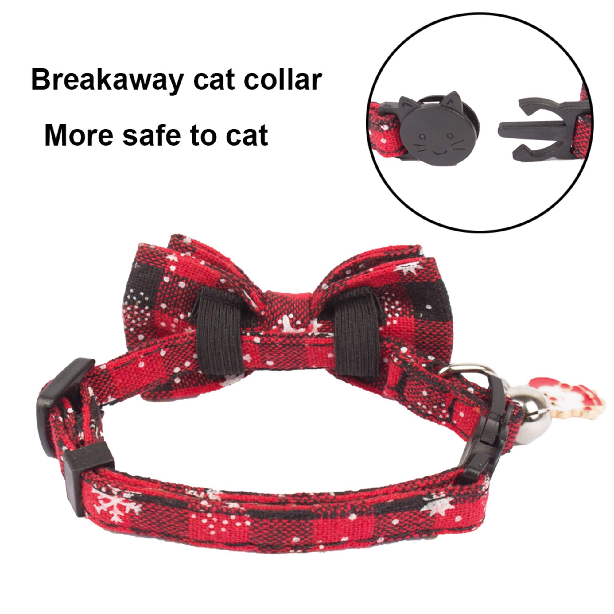 ADOGGYGO cotton fabric cat collar with plaid pattern feels soft and durable