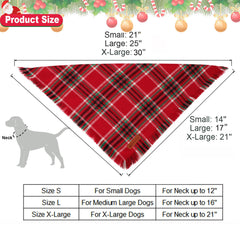 ADOGGYGO red plaid bandana on dog during a walk for stylish holiday look.