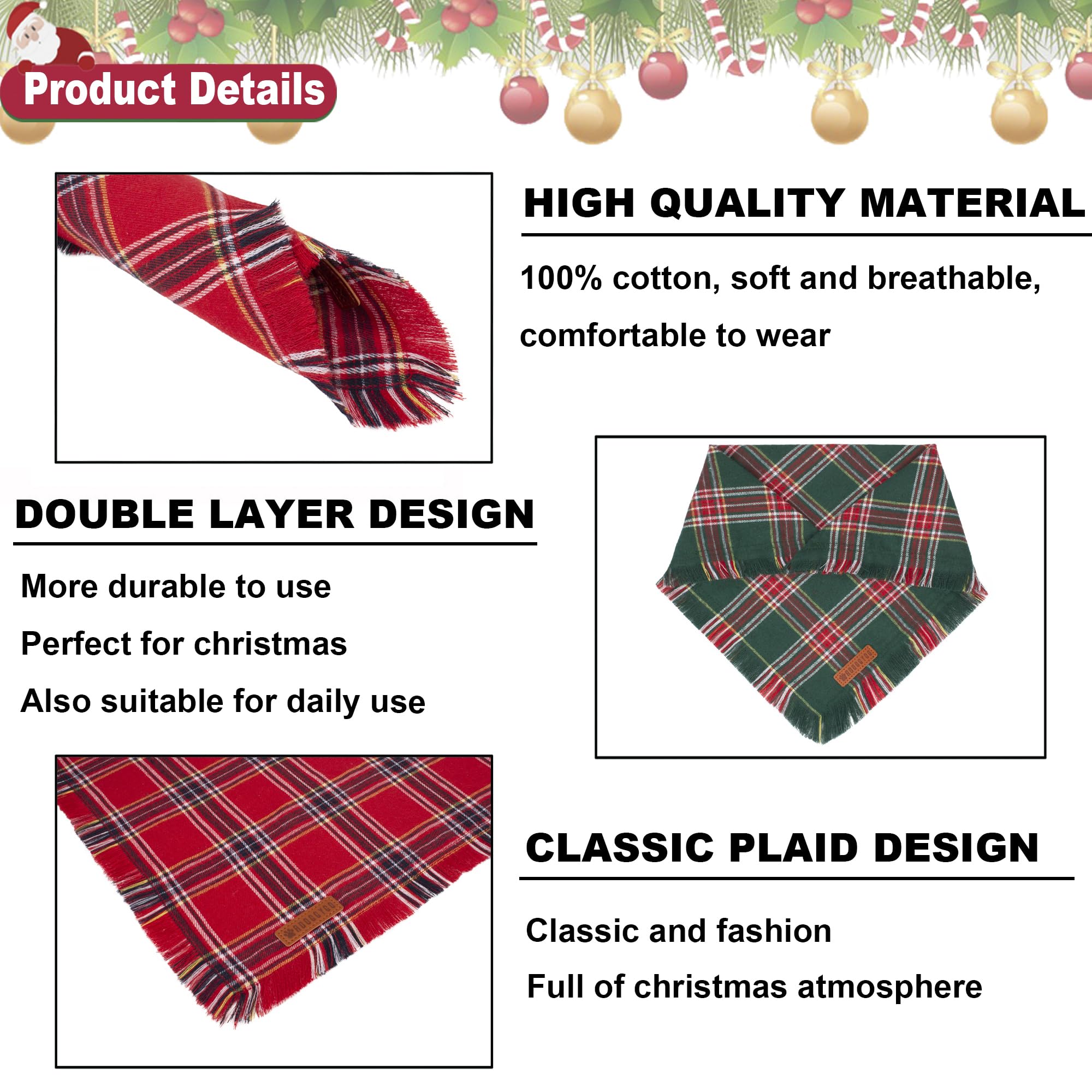 ADOGGYGO model wearing red plaid bandana during holiday photoshoots.