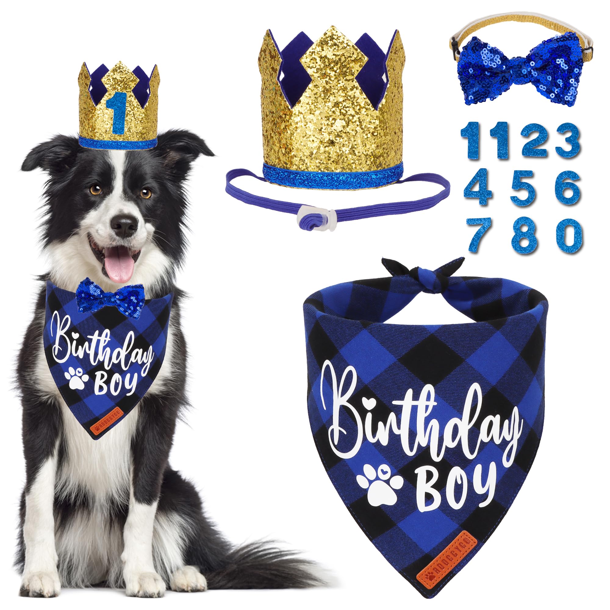 ADOGGYGO dog birthday hat with numbers for festive photo moments
