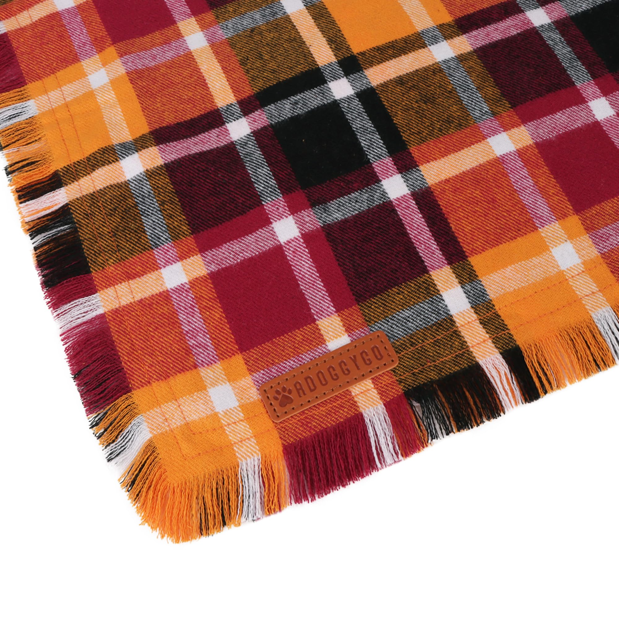 ADOGGYGO dog fashion fall bandana close-up, ideal for seasonal photos and events