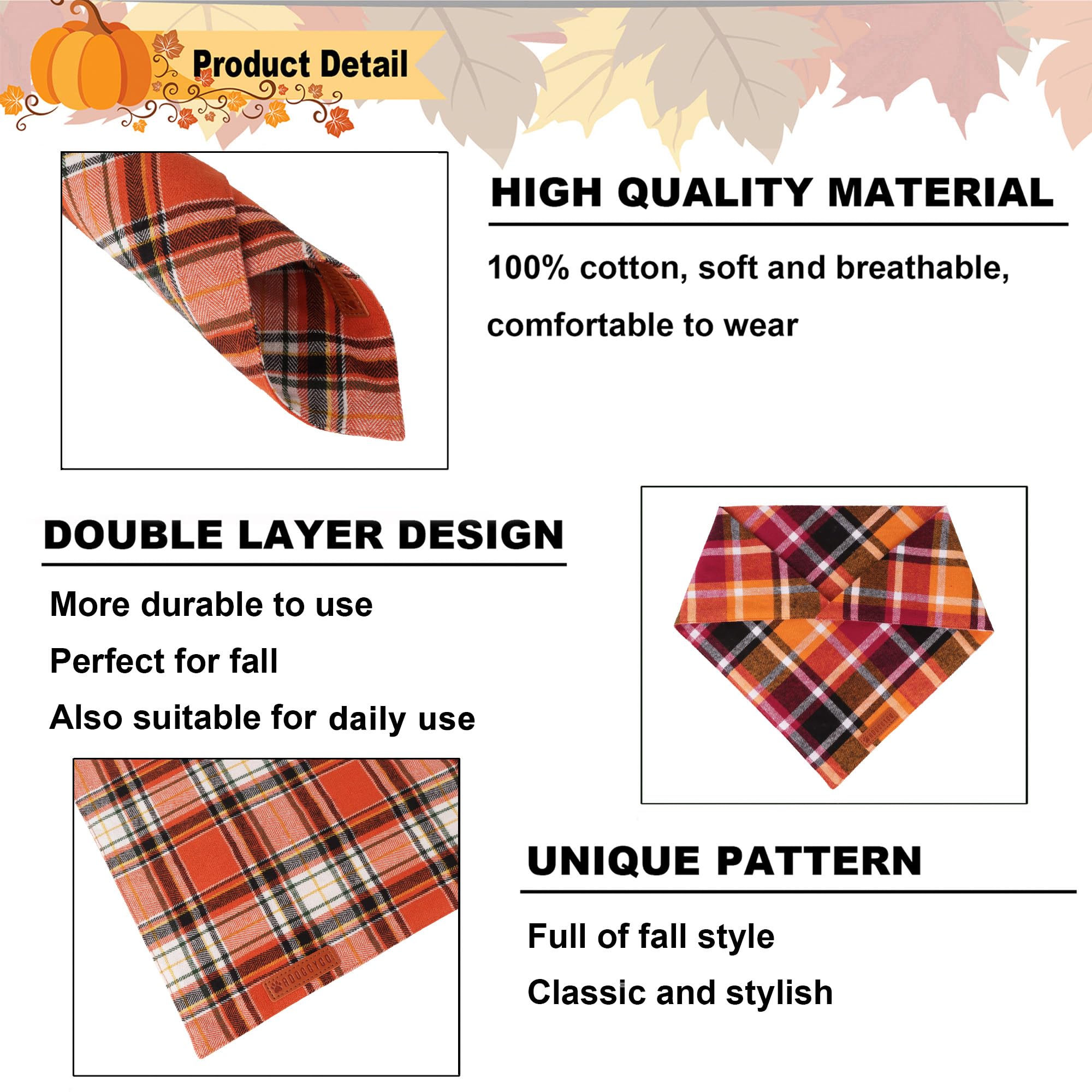 ADOGGYGO fall bandana side view emphasizes adjustable fit for medium to large dogs