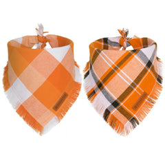 ADOGGYGO fall dog bandana in orange plaid for stylish autumn wear