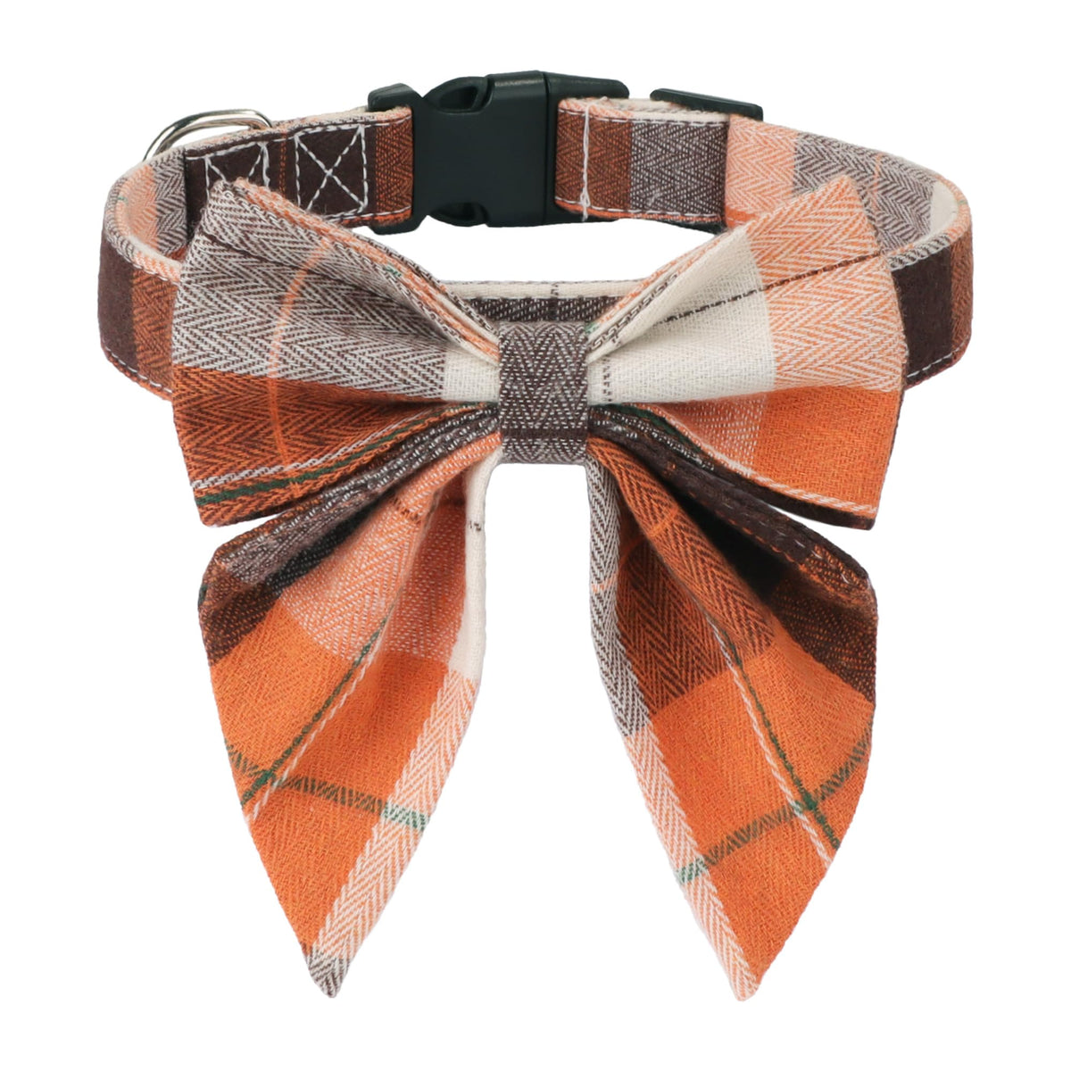 ADOGGYGO fall plaid dog collar bow, ideal for Halloween photos and autumn strolls.