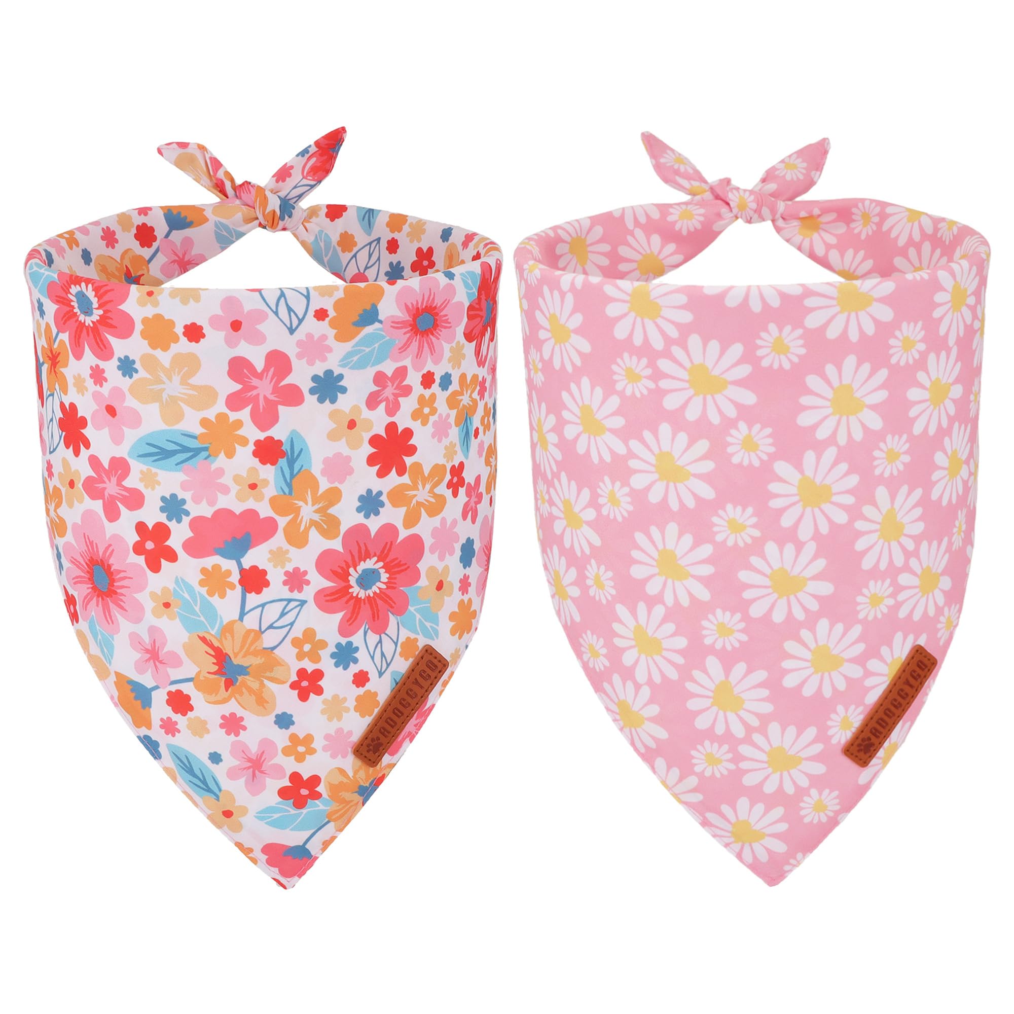 ADOGGYGO floral dog bandana pink-daisy pattern for stylish outings.