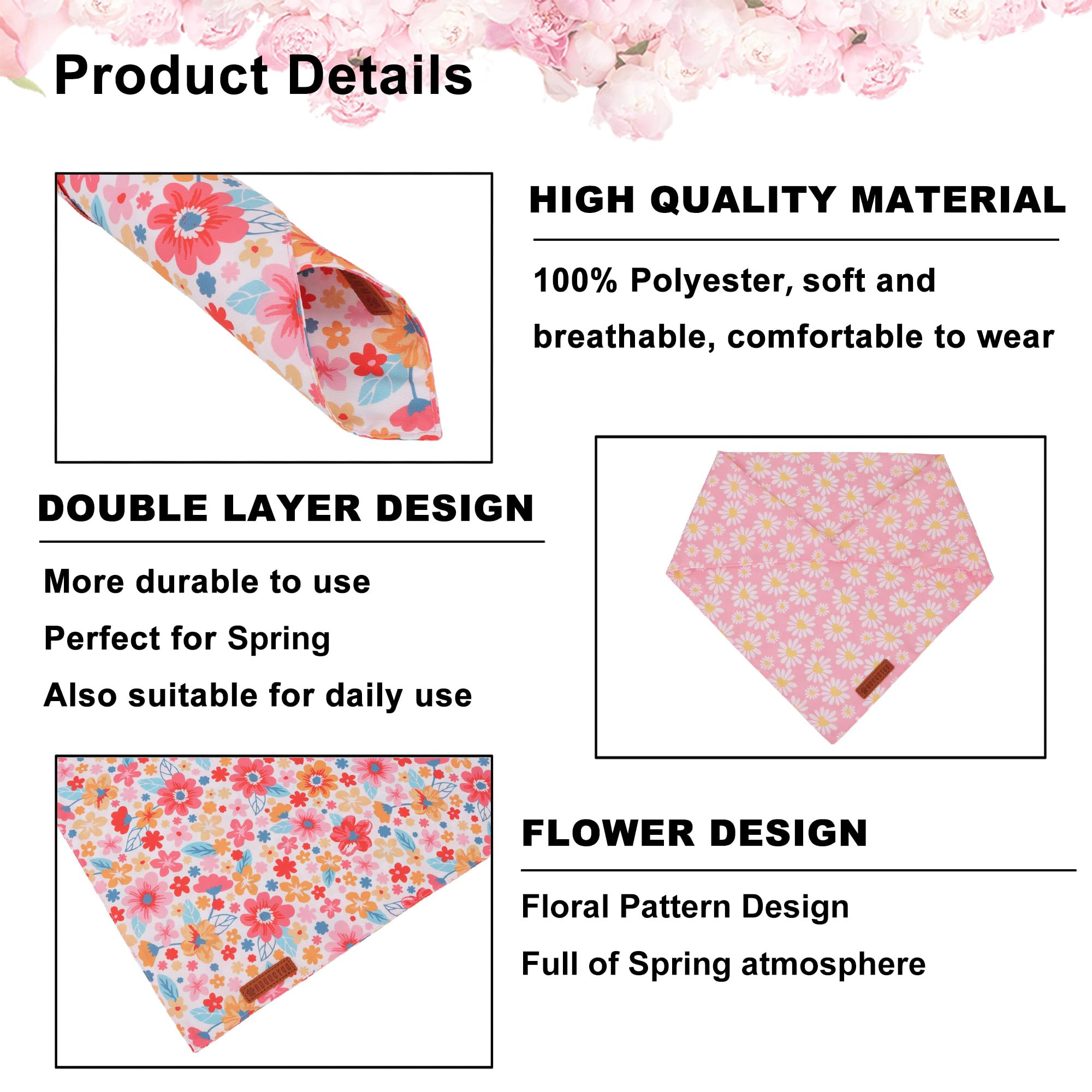 ADOGGYGO flower bandana pack for medium to large dogs.