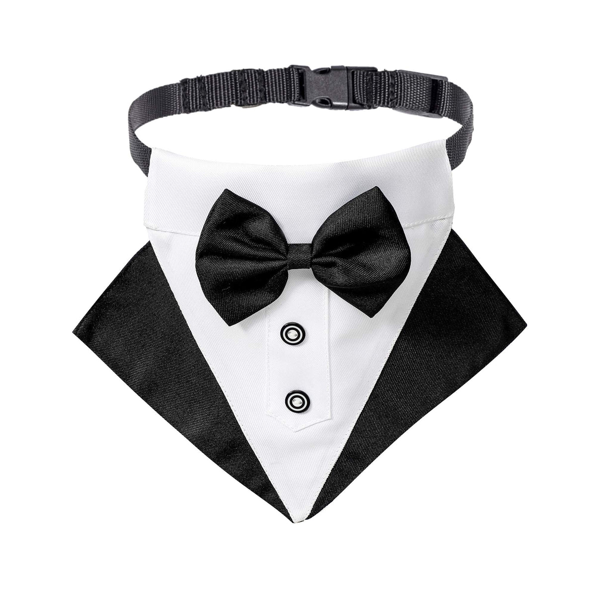 ADOGGYGO formal dog tuxedo bandana creates a wedding-ready, elegant look for your pet.