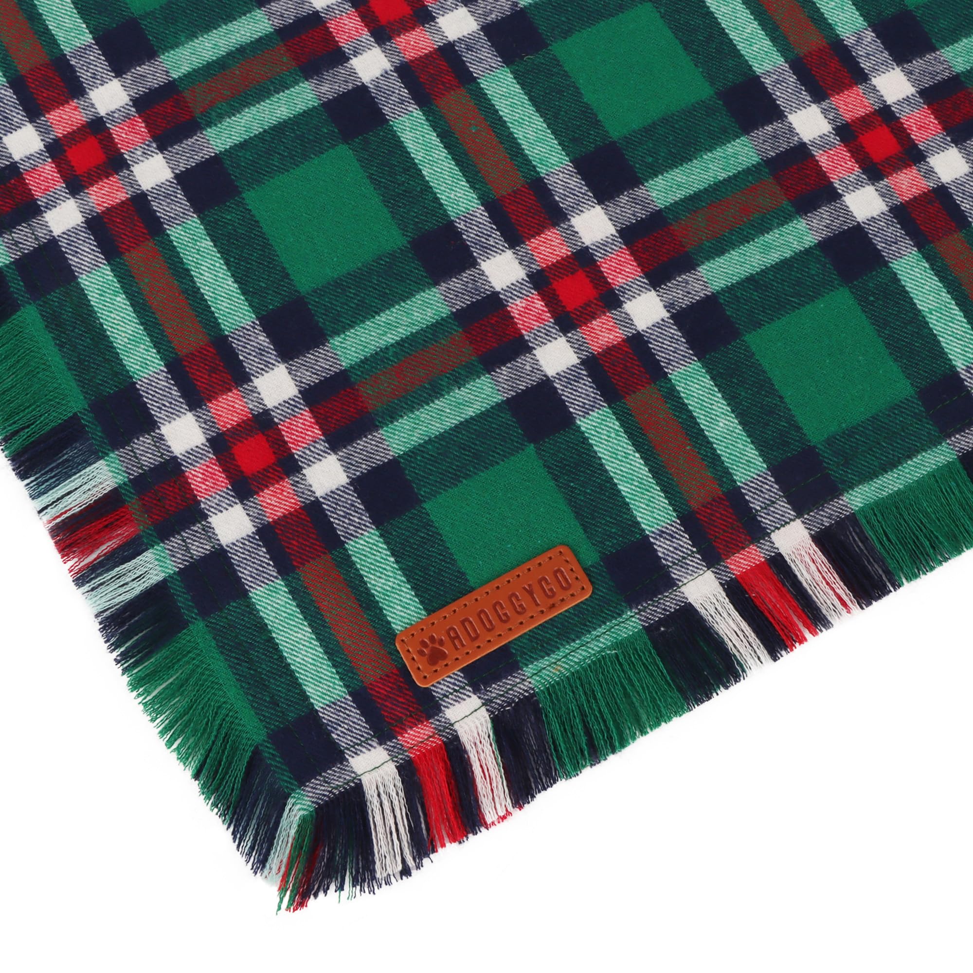 ADOGGYGO gift-pack image showing two plaid Christmas bandanas for pets