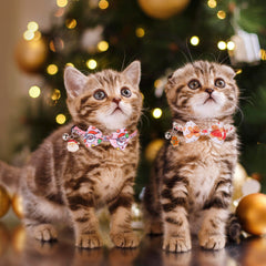ADOGGYGO pink christmas cat collar gingerbread-man pattern adds playful charm.