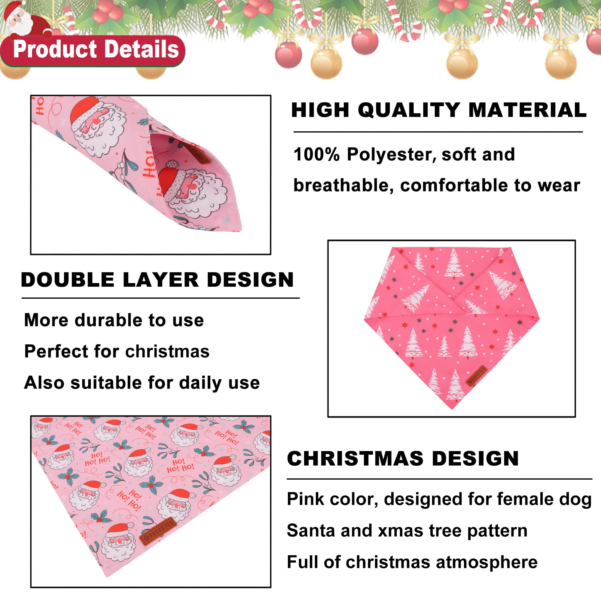 ADOGGYGO Pink neat‑stitch bandana prevents fraying and stays tidy.
